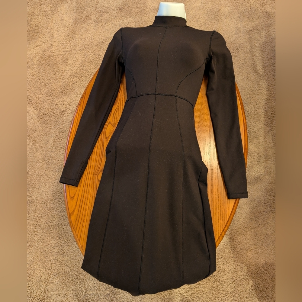 Black Maxi Long Sleeve Fitted Dress, Size XS - Picture 8 of 9